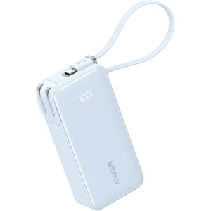 Anker�b���o�C���o�b�e���[ Anker Power Bank (10000mAh, 30W, Fusion, Built-In USB-C�P�[�u�� AC�v���O�t �u���[�j�bA1637N31