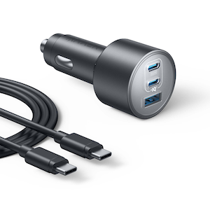 Anker｜USB急速充電器 USB Type C 2ポート/USB Type A 1ポート USB-C ＆ USB-Cケーブル付き（グレー）｜B27375A1