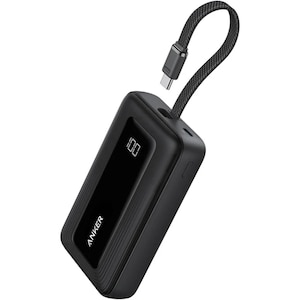 Anker�b���o�C���o�b�e���[ USB-C�P�[�u����̌^ USB-C�~1�|�[�g/USB-A�~1�|�[�g 10000mAh�i�u���b�N�j�bA1688012