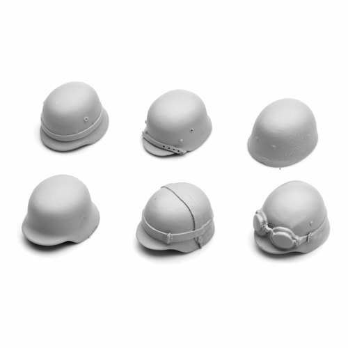 1/16 WWII ドイツシュタールヘルム(鉄兜)セットB カバー無(6個入