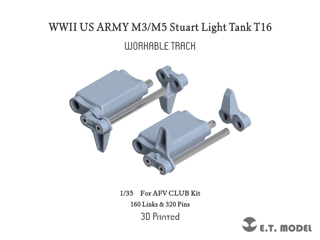 プラモデル　1/35 WWII アメリカ陸軍 M3/M5スチュアート軽戦車 T16型可動式履帯(AFVクラブ用) ディティールアップパーツ [P35-038] Amazon | イーティーモデル 1/35 第2次世界大戦 アメリカ陸軍 M3