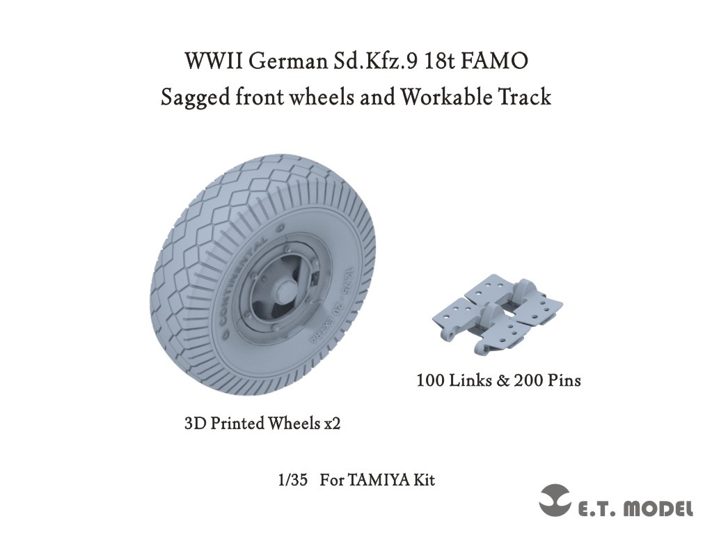 プラモデル　1/35 WWII ドイツ Sd.Kfz.9 18トン重ハーフトラック FAMO(ファモ)用自重変形タイヤ＆可動式履帯セット(タミヤ用) ディティールアップパーツ [P35-063] WWII ドイツ Sd.Kfz.9 18トン重ハーフトラック FAMO(ファモ)用