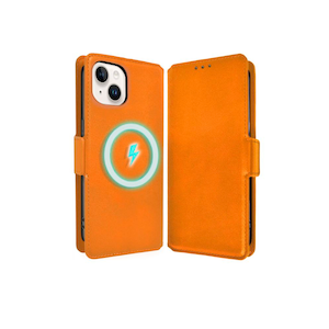 shizukawill�b�V�Y�J�E�B���biPhone14�p �蒠�^ �P�[�X �J�o�[ �{�v�� ���U�[�P�[�X MagSafe�Ή��i�I�����W�j�bAPIP14V5ORANG