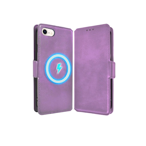 shizukawill�b�V�Y�J�E�B���biPhoneSE ��3���� / ��2���� / iPhone8 / iPhone7�p �蒠�^ �P�[�X �J�o�[ �{�v�� ���U�[�P�[�X MagSafe�Ή��i�p�[�v���j�bAPIPSE3V5PURPL