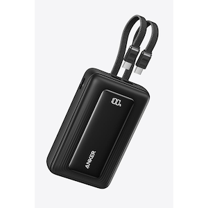 Anker�b���o�C���o�b�e���[ Anker Zolo Power Bank (20000mAh, 45W, Built-In Dual USB-C�P�[�u�� �P�[�u����̌^ �u���b�N�j�bA110MN12