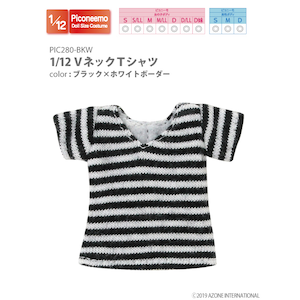 1 12 Vネックtシャツ ブラック ホワイトボーダー Pic280 Bkw Joshin Webショップ 通販 アゾン Az Pic280 Bkw Vネックtシャツ ブラックボーダー