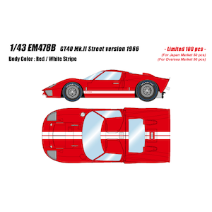 1 43 Gt40 Mk Ii Street Ver 1966 レッド ホワイトストライプ Em478b Joshin Webショップ 通販 メイクアップ Eidolon Em478b Gt40 Mk Ii レッド ホワイト