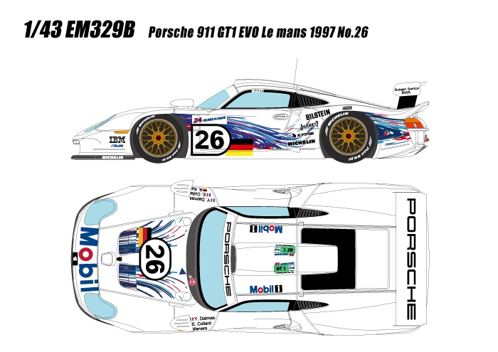 ミニカー　1/43 Porsche 911 GT1 EVO 1997(ホワイト) [EM329C] Porsche 911 GT1 EVO 1997 ホワイト (ミニカー) - ホビーサーチ