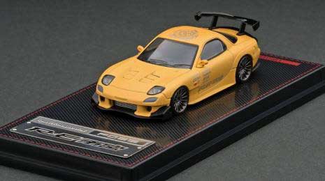 イグニッションモデル　マツダ　RX-7 RE雨宮 \"Matte Yellow\" Ignition Model 1/64スケール「Mazda RX-7(FD3S)