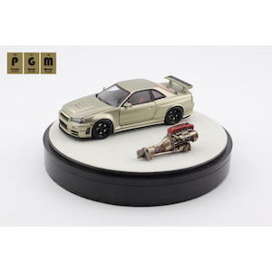 1/64 Nismo R34 GT-R Z-tune Jade Green With Engine Rotating display【PGM-641001-2】