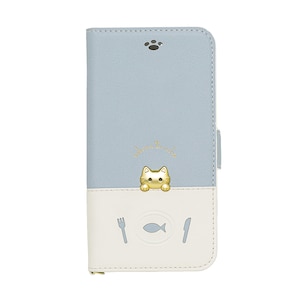 NATURALdesign�biPhone SE(��3/2����)/8/7/6s/6�p �蒠�^�P�[�X �J�[�h�|�P�b�g�t SAKANA TO NEKO B�^�C�v�i�u���[�j�bIP7-DISH01