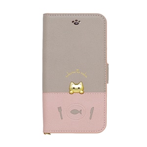 NATURALdesign�biPhone SE(��3/2����)/8/7/6s/6�p �蒠�^�P�[�X �J�[�h�|�P�b�g�t SAKANA TO NEKO B�^�C�v�i�s���N�O���[�j�bIP7-DISH02
