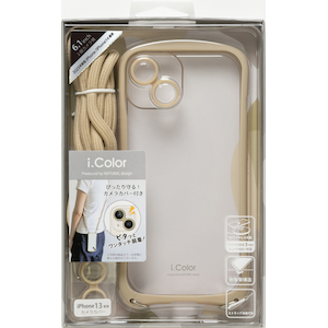 NATURALdesign�biPhone15�i6.1inch/2��j/14�p �w�ʌ^�n�C�u���b�h�P�[�X I.COLOR�i�x�[�W���j�bIP23-61-ICSH04