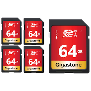 Gigastone�b�M�K�X�g�[���bSDXC�������[�J�[�h 64GB Class10 UHS-I  V10�y5���Z�b�g�z�bGJSXR-64GU1-RED-5PK