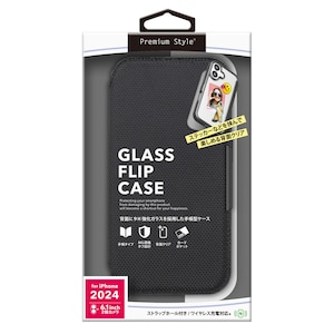 �o�f�`�biPhone 16�p �K���X�t���b�v�P�[�X�i�i�C����/�u���b�N�j�bPG-24AGF04BK