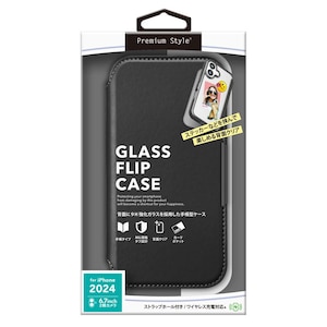 �o�f�`�biPhone 16 Plus�p �K���X�t���b�v�P�[�X�i�u���b�N�j�bPG-24CGF01BK