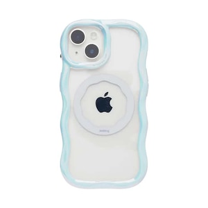 Hamee�biPhone15/14/13�p �N���A�P�[�X iFACE BEBLING WAVE MagSynq�i�z���C�g�I�[�����j�b41-190184