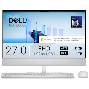 DELL�b�f���b�I�[���C�������f�X�N�g�b�v�p�\�R�� Dell 27 EC27260(27�^/Windows11/Core Ultra 7/������ 16GB/SSD 1TB/Office)(���C�g�A�b�V��)�bACD89-GNWM3JT