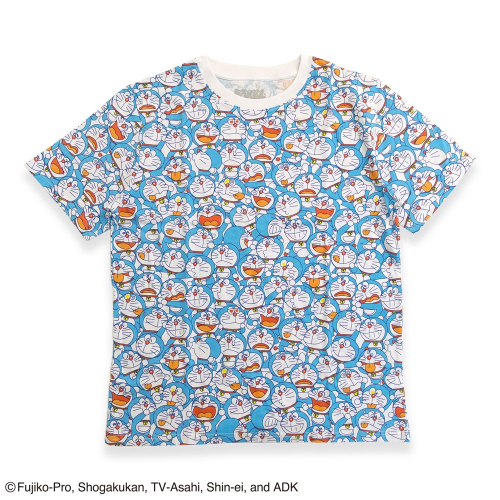 ドラえもん ギッシリ総柄 Tシャツ（ターコイズ・サイズ：S