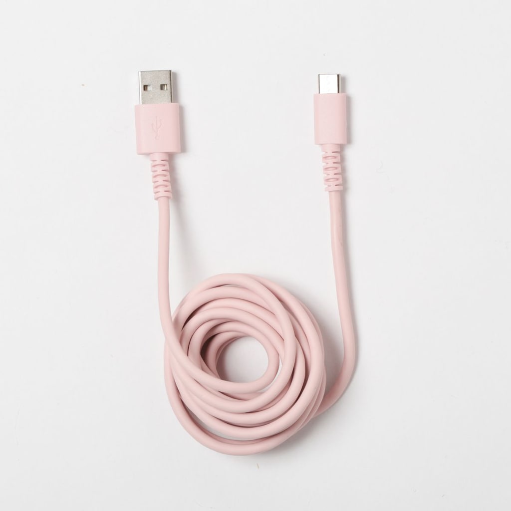 TYPE-C やわらかいのに切れにくい 充電通信ケーブル 2m（ピンク