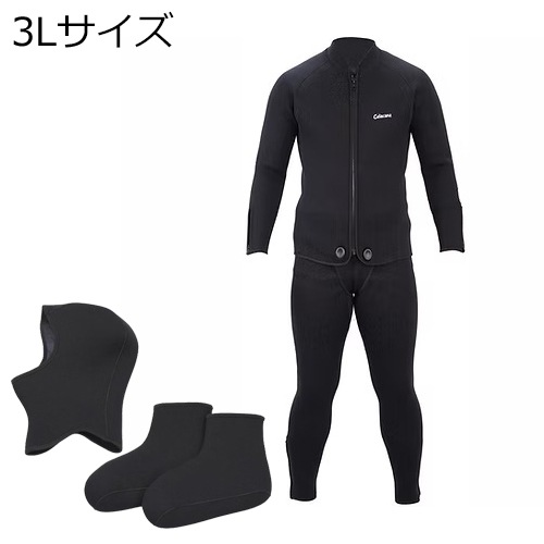 ウエットスーツ　ライフジャケット　Lサイズ ウェットスーツ 4点セット Mサイズ（ブラック） | エクセル