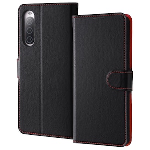 ���C�A�E�g�bXperia 10 V�iSO-52D/SOG11/SoftBank�j�p �ϏՌ� �蒠�^���U�[�P�[�X �V���v�� �}�O�l�b�g�i�u���b�N/���b�h�j�bRT-RXP10M5ELC1/BR