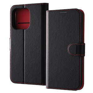 ���C�A�E�g�biPhone15 Pro�i6.1inch/3��j�p �ϏՌ� �蒠�^���U�[�P�[�X �V���v�� �}�O�l�b�g�i�u���b�N/���b�h�j�bRT-P42ELC1/BR