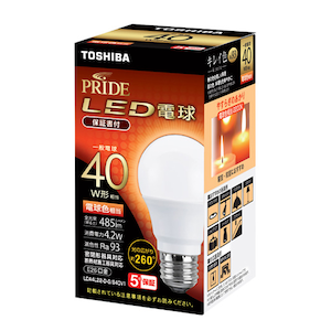���ŁbLED�d�� ��ʓd���` 40W�`����/485lm�i�d���F�����j�y1�z�bLDA4L22-D-G/S40V1