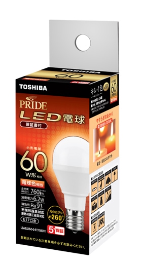 LED電球 小形電球形 760lm（電球色相当） | 東芝 | LDA6L22DGE17