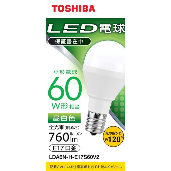 LED電球 小形電球形 760lm（昼白色相当） | 東芝 | LDA6N-H