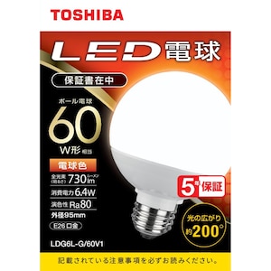 ���ŁbLED�d�� �{�[���d���` 60W�`����/730lm�i�d���F�����j�y1�z�bLDG6L-G/60V1