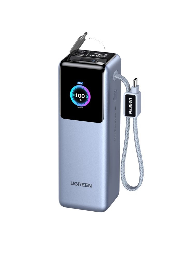 モバイルバッテリー 25000mAh 200W 巻取り式 USB-Cケーブル内蔵 USB-C