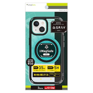 Simplism(�V���v���Y��)�biPhone15�i6.1inch/2��j�p [GRAV] MagSafe�Ή� �Ռ��z�� �n�C�u���b�h�P�[�X�i�u���b�N�j�bTR-IP23M2-GRMS-CLBKK