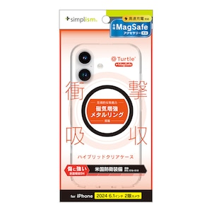 Simplism(�V���v���Y��)�biPhone 16�p [Turtle] MagSafe�Ή� �n�C�u���b�h�N���A�P�[�X�i�u���b�N�����O�j�bTR-IP24M2-TTMS-CLBK