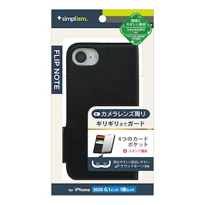 Simplism(�V���v���Y��)�biPhone 17e/16e�p [FlipNote] �ϏՌ��t���b�v�m�[�g�P�[�X�i�u���b�N�j�bTR-IP25S-FN-SHBK