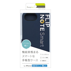 Simplism(�V���v���Y��)�biPhone 17e/16e�p [Smart FlipNote] ���^�X�}�[�g�t���b�v�m�[�g�P�[�X�i�l�C�r�[�j�bTR-IP25S-FNS-LNV