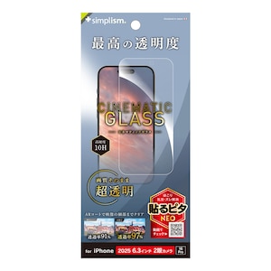 Simplism(�V���v���Y��)�biPhone 17 / 16 Pro [Cinematic Glass] �P�[�X�Ƃ̑������Q �E���g���N���A ��ʕی십���K���X ����bTR-IP25M2-GLS-2ARCC