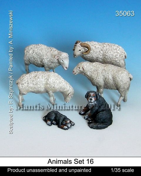 1/35 動物セット16 羊と牧羊犬【Man35063】 | マンティス