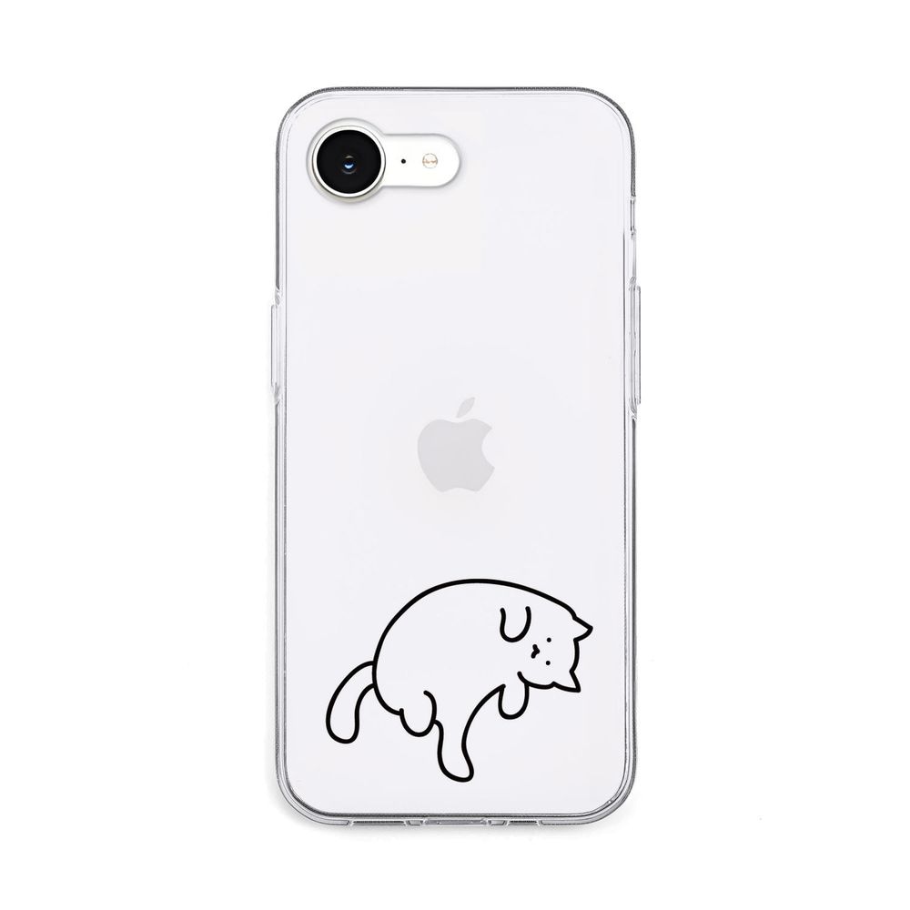 iPhone 16e用 ソフトクリアケース（猫ちゃんはグルーミング中