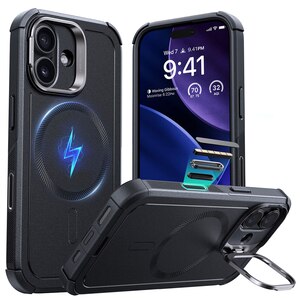 ESR�biPhone 17�p Cyber Armor �X�^���h�t���ϏՌ��P�[�X�i�u���b�N�j�bES27900I17
