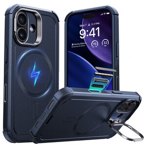 ESR�biPhone 17�p Cyber Armor �X�^���h�t���ϏՌ��P�[�X�i�_�[�N�u���[�j�bES27904I17
