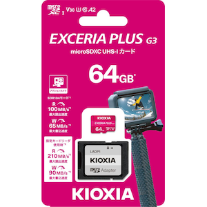 KIOXIA�b�L�I�N�V�A�b�y�������K�i�zEXCERIA PLUS G3 microSDXC�������J�[�h�iClass10,UHS-I�@U3,V30,A2�j 64GB�bKMUH-C064G