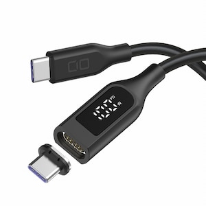 CIO｜液晶ディスプレイ付き マグネットシリコンケーブル C to C 100W 2m（ブラック）｜CIO-SLMG-SC-CC2-BK