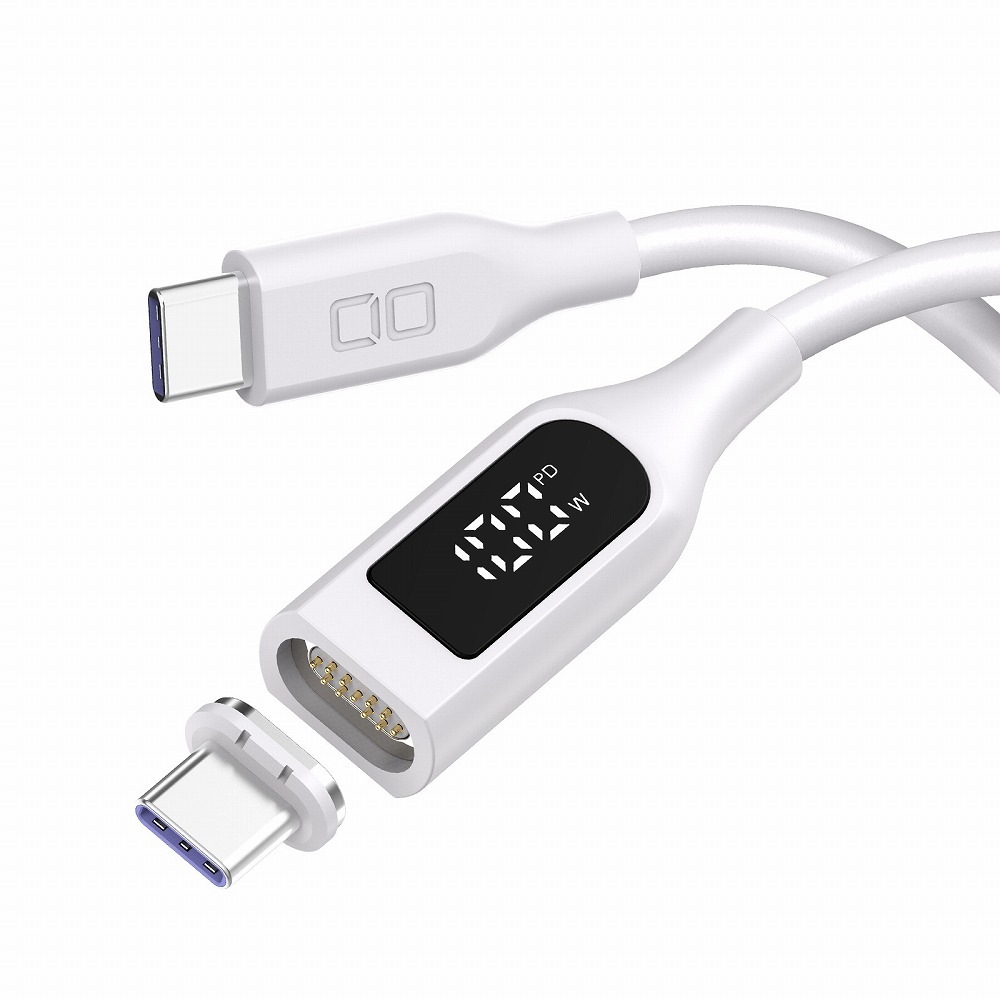 液晶ディスプレイ付き マグネットシリコンケーブル C to C 100W