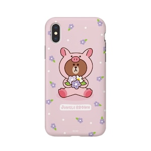LINE FRIENDS�biPhone XS/X�p LINE FRIENDS�P�[�X �W�����O���i�u���E��/�u�^�j�bKCL-DPB001