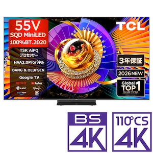 TCL�b55V�^ Mini LED�t���e���r�mBS�ECS 4K�`���[�i�[�����n�b55C7L
