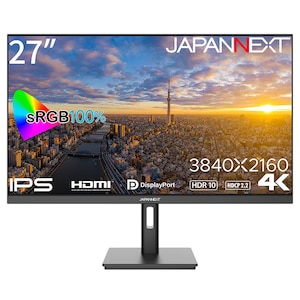 JAPANNEXT｜ジャパンネクスト｜液晶ディスプレイ(27型/IPS/4K UHD 3840×2160/60Hz/8ms/HDR10/HDMI2.0/DP1.4/VESA/PIP・PBP対応)(ブラック)｜JN-IPS2709UHDR
