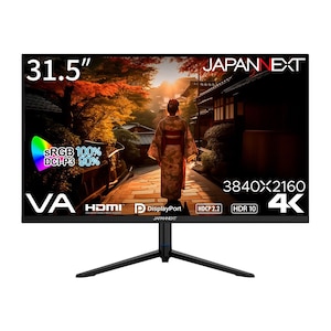 JAPANNEXT｜ジャパンネクスト｜液晶ディスプレイ(31.5型/VA/4K UHD 3840×2160/60Hz/12ms/HDR10/HDMI2.0/DP1.2/VESA/PIP・PBP対応)(ブラック)｜JN-V3152UHDR-HSP