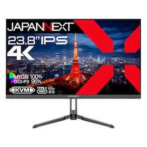 JAPANNEXT｜ジャパンネクスト｜液晶ディスプレイ(23.8型/IPS(ADS)/4K 3840×2160/60Hz/8ms/HDR10/HDMI2.0/DP1.4/USB TYPE-C/VESA/PIP・PBP対応/2年保証)(ブラック)｜JN-IPS2380UHDR-C65W