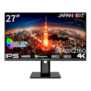 JAPANNEXT｜ジャパンネクスト｜液晶ディスプレイ(27型/IPS/4K UHD 3840×2160/60Hz/8ms/HDR10/HDMI2.0/DP1.4/VESA/PIP・PBP対応)(ブラック)｜JN-IPS2710UHDR-HSP